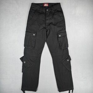 Match Cargo Pants Mens 27 Black Utility Multi Pocket Drawstring‎ Gorpcore Urban